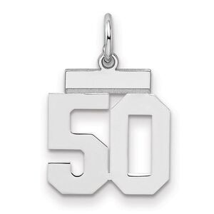 Sterling Silver, Athletic Collection, Small Polished Number 50 Pendant